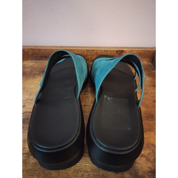 Clarks Teal Leather Block Heel Sandals Women's Size 10 - Picture 5 of 8